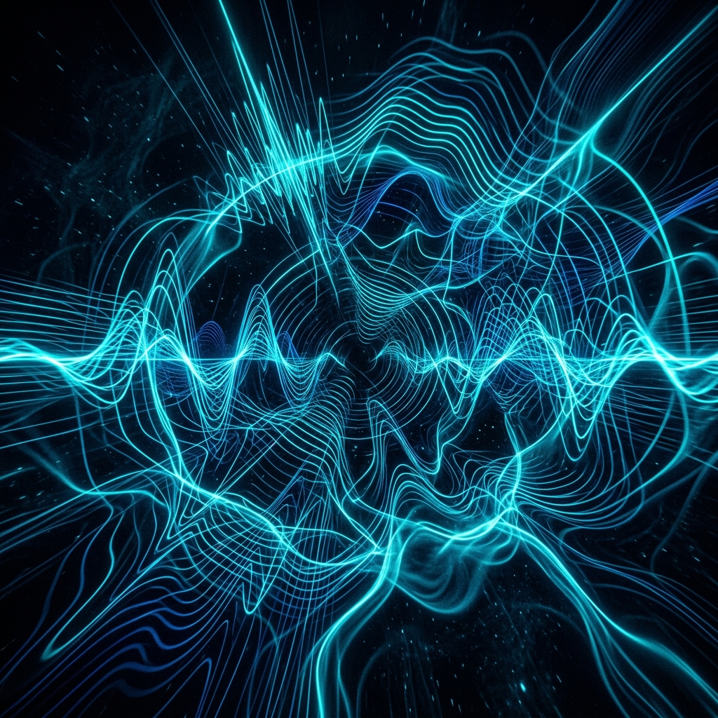 An abstract visual representation of sound waves